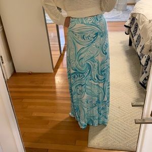 Lilly Pulitzer Blue and White Tiger Print Maxi Skirt Size M